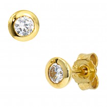 Ohrstecker rund 333 Gelbgold 2 Zirkonia Ohrringe Goldohrstecker