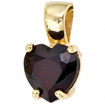Anhänger Herz 333 Gelbgold 1 Granat rot Herzanhänger