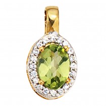 Anhänger oval 585 Gelbgold bicolor 1 Peridot grün 20 Diamanten