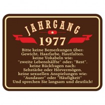 geprägtes Blechschild - Jahrgang 77