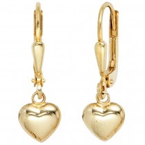 Kinder Boutons Herz 333 Gelbgold Ohrringe Ohrhänger Kinderohrringe