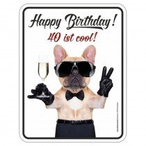 geprägtes Blechschild - Happy Birthday 40 ist cool