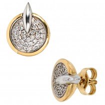 Ohrstecker 585 Gelbgold Weißgold bicolor 60 Diamanten Brillanten Ohrringe