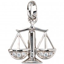 Anhänger Sternzeichen Waage 925 Silber mit Zirkonia Sternzeichenanhänger