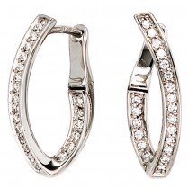 Creolen 585 Weißgold 42 Diamanten Brillanten Ohrringe Weißgoldcreolen