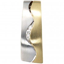 Anhänger 585 Gelbgold Weißgold bicolor matt 3 Diamanten Brillanten