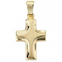 Anhänger Kreuz 585 Gelbgold mattiert Kreuzanhänger Goldkreuz