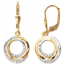 Boutons 333 Gelbgold bicolor mit Zirkonia Ohrringe Ohrhänger Goldohrringe