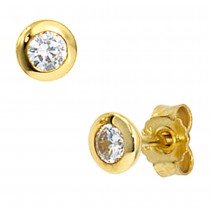 Ohrstecker rund 333 Gelbgold 2 Zirkonia Ohrringe Goldohrstecker