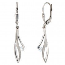 Boutons 333 Gold Weißgold mattiert 2 Zirkonia Ohrringe Ohrhänger Goldohrringe