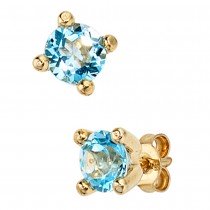 Ohrstecker rund 333 Gelbgold 2 Blautopase hellblau blau Ohrringe