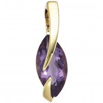 Anhänger 585 Gelbgold 1 Amethyst lila violett Goldanhänger 1.6g
