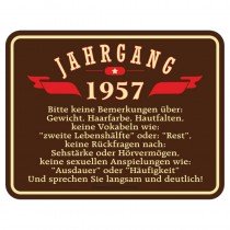 geprägtes Blechschild - Jahrgang 57