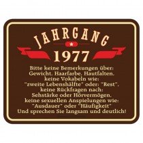 geprägtes Blechschild - Jahrgang 77