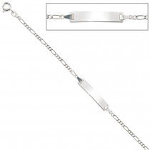 Schildband 925 Sterling Silber rhodiniert 16cm Gravur ID Armband Federring