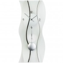 Wanduhr Quarz mit Pendel modern geschwungen Pendeluhr mit Glas schwarz