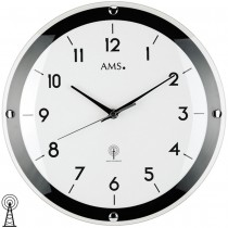 Funkwanduhr analog schwarz weiß rund schlicht mit Glas