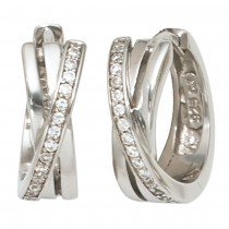 Creolen 925 Sterling Silber mit Zirkonia Ohrringe Silberohrringe Silbercreolen