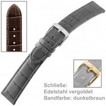Uhrenarmband Men 22mm Louisiana Prägung auf Kalbleder dunkelbraun