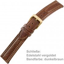 Uhrenarmband Men 20mm Kalbleder mit leichtem, abgenähten Wulst dunkelbraun