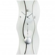 Wanduhr Quarz mit Pendel modern geschwungen Pendeluhr mit Glas schwarz