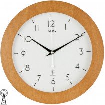 Funkwanduhr analog rund schlicht Holz Buche furniert