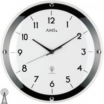 Funkwanduhr analog schwarz weiß rund schlicht mit Glas