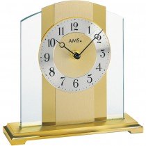 Tischuhr Quarz golden Metall mit Messing und Glas