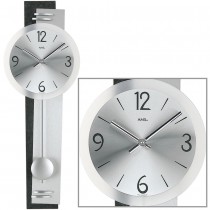 Wanduhr Quarz mit Pendel Pendeluhr mit Schiefer Optik und Aluminium