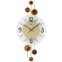 Wanduhr Quarz analog golden modern mit Glas und Metall