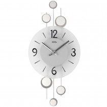 Wanduhr Quarz analog silbern modern mit Glas und Metall