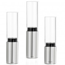 Windlichter-Set FARO 3-teilig Edelstahl poliert mit Glas kombiniert