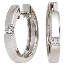 Creolen rund 585 Weißgold 2 Diamanten Brillanten 0,10ct. Ohrringe