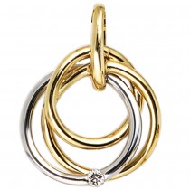 Anhänger 585 Gelbgold Weißgold bicolor 1 Diamant Goldanhänger verschlungen
