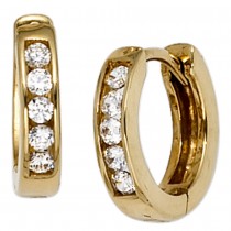 Creolen rund 333 Gelbgold 10 Zirkonia Ohrringe Goldohrringe Goldcreolen