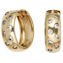 Creolen rund 333 Gelbgold 16 Zirkonia Ohrringe Goldohrringe Goldcreolen