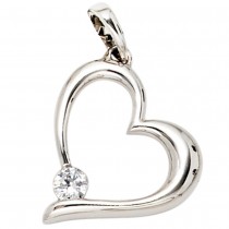 Anhänger Herz 333 Gold Weißgold 1 Zirkonia Herzanhänger