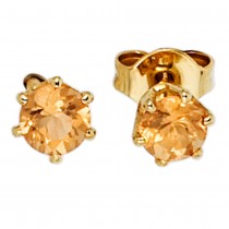 Ohrstecker rund 585 Gelbgold 2 Citrine orange Ohrringe Goldohrstecker