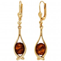 Boutons 375 Gelbgold 2 Bernsteine Ohrringe Ohrhänger Bernsteinohrringe