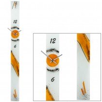 Wanduhr Quarz analog orange modern schmal länglich Handarbeit