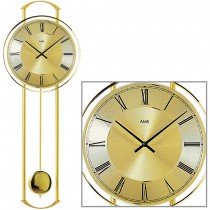 Wanduhr Quarz mit Pendel messing farben modern Pendeluhr Metall