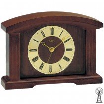 Tischuhr Kaminuhr Funk Holz nussbaum farben mit Glas Funktischuhr