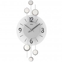 Wanduhr Quarz analog silbern modern mit Glas und Metall