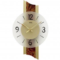 Wanduhr Quarz analog golden modern mit Messing und Glas
