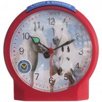 Wecker Kinderwecker Pferd rot leise Pferdewecker für Kinder