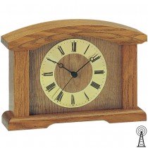 Tischuhr Kaminuhr Funk Holz Eiche massiv mit Glas Funktischuhr