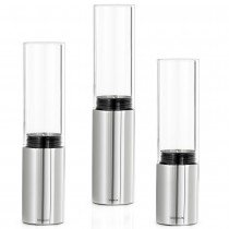 Windlichter-Set FARO 3-teilig Edelstahl poliert mit Glas kombiniert