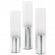 Windlichter-Set FARO 3-teilig Edelstahl matt mit Glas kombiniert