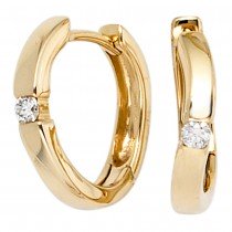 Creolen 585 Gelbgold 2 Diamanten Brillanten 0,08ct. Ohrringe Goldcreolen