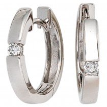 Creolen rund 585 Weißgold 2 Diamanten Brillanten 0,10ct. Ohrringe